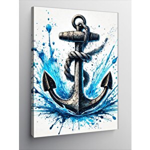 Kanvas Tablo Mavi Çapa Ve Su Sıçramaları 50x70 cm