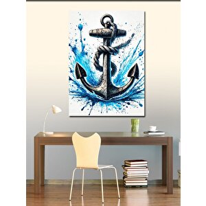 Kanvas Tablo Mavi Çapa Ve Su Sıçramaları 50x70 cm