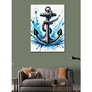 Kanvas Tablo Mavi Çapa Ve Su Sıçramaları 50x70 cm