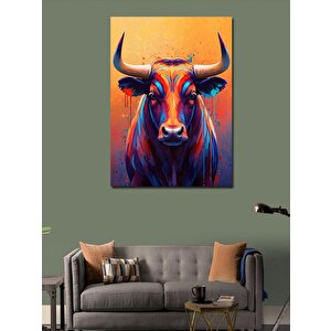Kanvas Tablo Renkli Boğa Portresi 100x140 cm