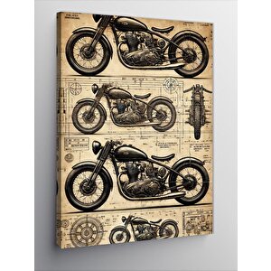 Kanvas Tablo Eski Motor Çizimi 100x140 cm