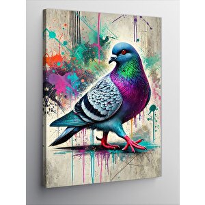 Kanvas Tablo Renkli Güvercin Çizimi 100x140 cm
