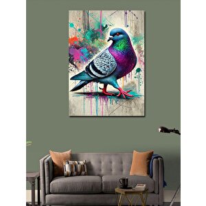Kanvas Tablo Renkli Güvercin Çizimi 100x140 cm