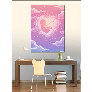 Kanvas Tablo Pembe Aşk Ve Bebek Çizimi 70x100 cm