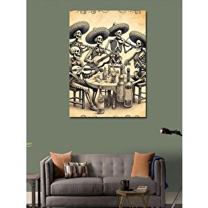 Kanvas Tablo İskelet Mariachi Grubu 100x140 cm