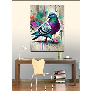 Kanvas Tablo Renkli Güvercin Çizimi 70x100 cm