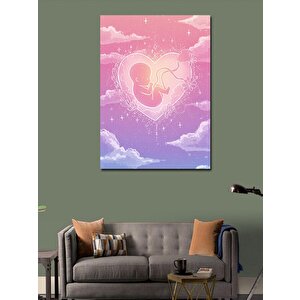 Kanvas Tablo Pembe Aşk Ve Bebek Çizimi 50x70 cm