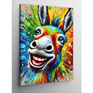 Kanvas Tablo Gülümseyen Renkli Eşek 100x140 cm