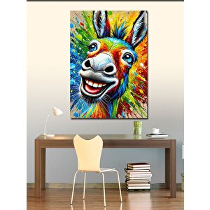 Kanvas Tablo Gülümseyen Renkli Eşek 70x100 cm