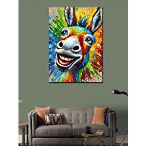 Kanvas Tablo Gülümseyen Renkli Eşek 70x100 cm