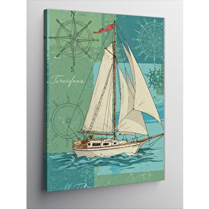 Kanvas Tablo Mavi Haritada Yelkenli 70x100 cm