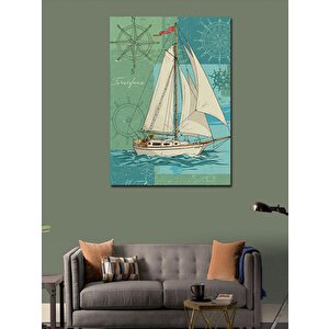 Kanvas Tablo Mavi Haritada Yelkenli 70x100 cm
