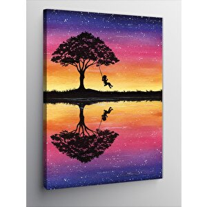 Kanvas Tablo Renkli Göl Manzarası 50x70 cm