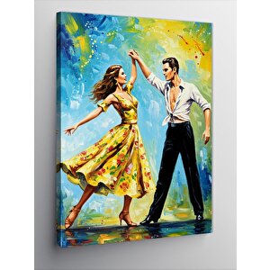 Kanvas Tablo Dans Eden Çift Ve Renk Patlaması 100x140 cm