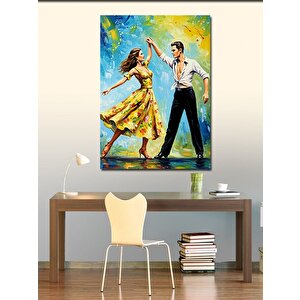 Kanvas Tablo Dans Eden Çift Ve Renk Patlaması 100x140 cm