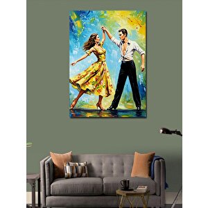Kanvas Tablo Dans Eden Çift Ve Renk Patlaması 100x140 cm