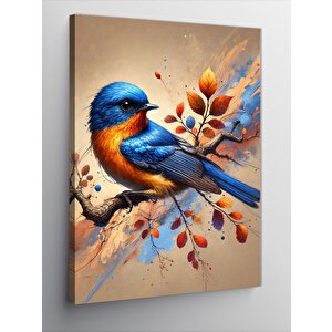 Kanvas Tablo Dalda Mavi Kuş 100x140 cm