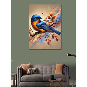 Kanvas Tablo Dalda Mavi Kuş 100x140 cm