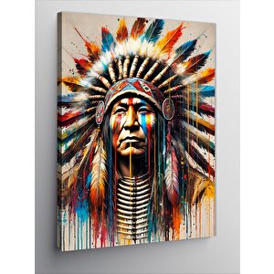 Kanvas Tablo Renkli Kızılderili Şefi 100x140 cm