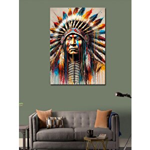 Kanvas Tablo Renkli Kızılderili Şefi 100x140 cm