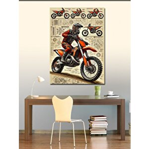 Kanvas Tablo Motokros Yarışçısı 100x140 cm