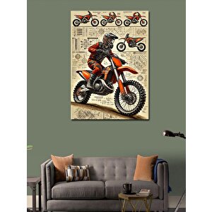 Kanvas Tablo Motokros Yarışçısı 100x140 cm