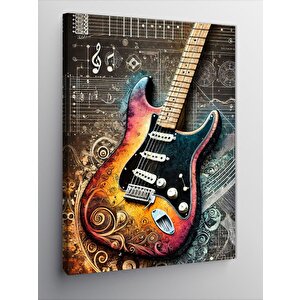 Kanvas Tablo Renkli Elektro Gitar 70x100 cm