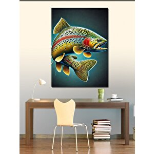 Kanvas Tablo Renkli Balık Çizimi 50x70 cm
