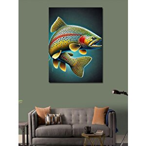 Kanvas Tablo Renkli Balık Çizimi 50x70 cm