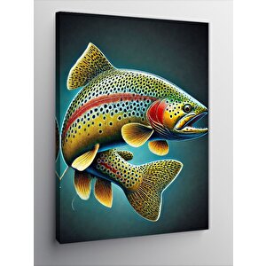 Kanvas Tablo Renkli Balık Çizimi 70x100 cm