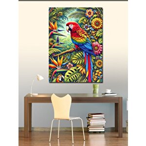 Kanvas Tablo Renkli Papağan Çizimi 70x100 cm