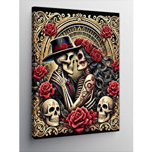 Kanvas Tablo İskelet Çift Ve Aşk Deseni 100x140 cm
