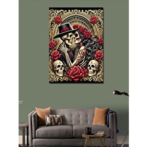 Kanvas Tablo İskelet Çift Ve Aşk Deseni 100x140 cm