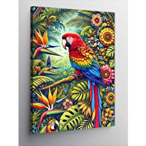 Kanvas Tablo Renkli Papağan Çizimi 100x140 cm