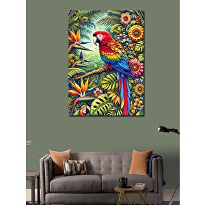 Kanvas Tablo Renkli Papağan Çizimi 100x140 cm