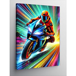 Kanvas Tablo Hızlı Yarış Motoru 100x140 cm