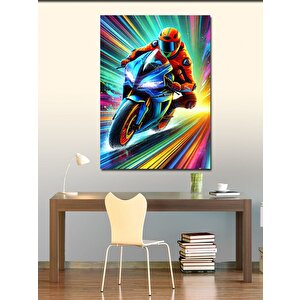 Kanvas Tablo Hızlı Yarış Motoru 100x140 cm