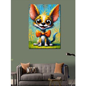 Kanvas Tablo Sevimli Fularlı Köpek 100x140 cm