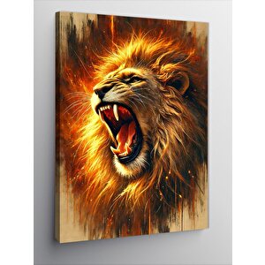 Kanvas Tablo Kükreyen Aslan İllüstrasyonu 100x140 cm
