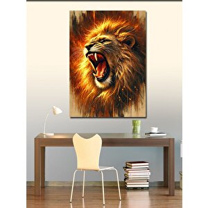 Kanvas Tablo Kükreyen Aslan İllüstrasyonu 100x140 cm