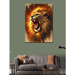 Kanvas Tablo Kükreyen Aslan İllüstrasyonu 100x140 cm