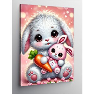 Kanvas Tablo Sevimli Tavşan Ve Yavru 50x70 cm