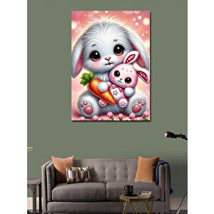 Kanvas Tablo Sevimli Tavşan Ve Yavru 50x70 cm