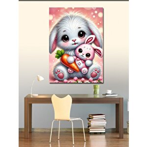 Kanvas Tablo Sevimli Tavşan Ve Yavru 100x140 cm