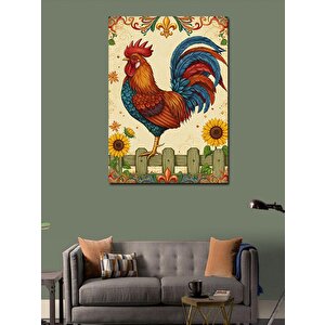 Kanvas Tablo Renkli Horoz İllüstrasyonu 70x100 cm