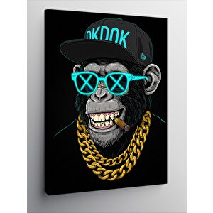 Kanvas Tablo Cool Goril Ve Neon Aksesuarlar 50x70 cm
