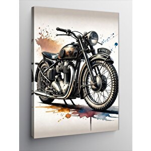Kanvas Tablo Klasik Vintage Motosiklet 100x140 cm