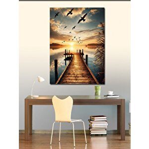 Kanvas Tablo Gün Batımında Ahşap İskele 100x140 cm