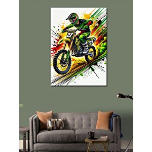 Kanvas Tablo Motor Yarışçısı Çizimi 100x140 cm