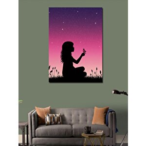 Kanvas Tablo Pembe Gökyüzü Silueti 50x70 cm